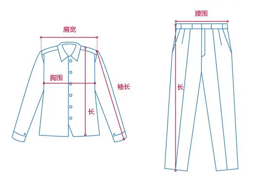 定做工作服測量展示圖，短袖工作服定做，冬季工作服定做